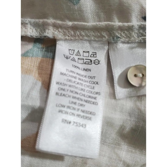 Rachel Zoe Large Button Down Multicolored Linen Shirt Tulip Print Shirt Dress - Picture 10 of 11